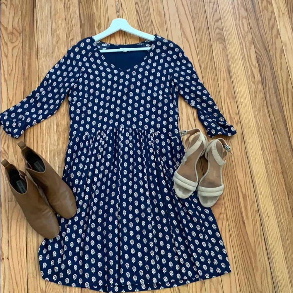 Garnet Hill Blue and Red Patterned Dress
